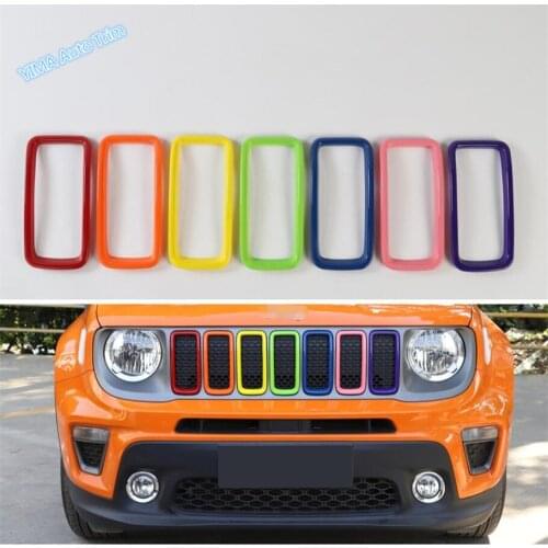 Lapetus Auto Styling Front Grille Grill Frame Decoration Ring Insert Cover Trim Fit For Jeep Renegade 2019 2020 ABS / Colorful