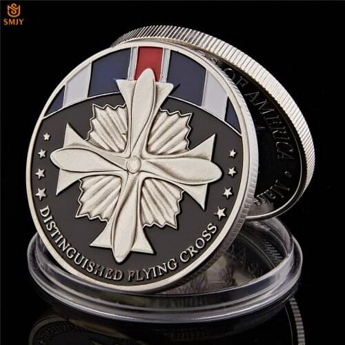 USA Distinguished Flying Cross Military Armed Forces Glory Medal Silver Plated Challenge Commemorative Coin Collection