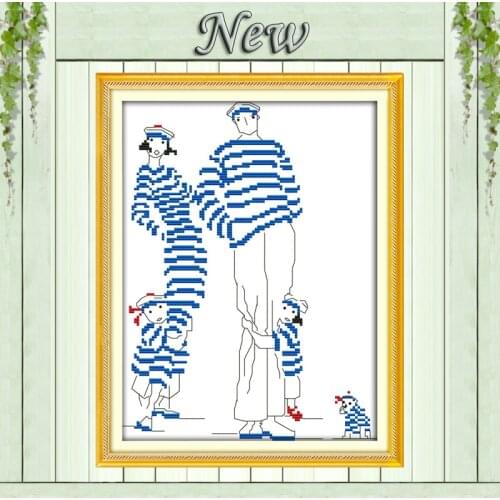 A navy family happy baby cartoon home Decor counted printed on canvas DMC 11CT 14CT kits Cross Stitch embroidery needlework Sets