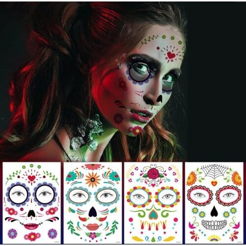 Halloween stickers Facial Makeup DIY ghost Party Decoration 9Pcs/bags Disposable Waterproof Terror Scars Face Tattoo Sticker