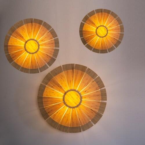 KOSTKING bamboo Wall Lamp wood Wall sconce doorway foyer porch loft hotel nordic pastoral UFO lighting umbrella light