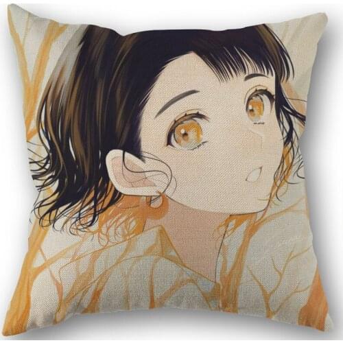 Anime Girl Sogawa Pillow Covers Cases Cotton Linen Zippered Square Decorative Pillowcase Outdoor,Office,Home Cushion 45x45cm