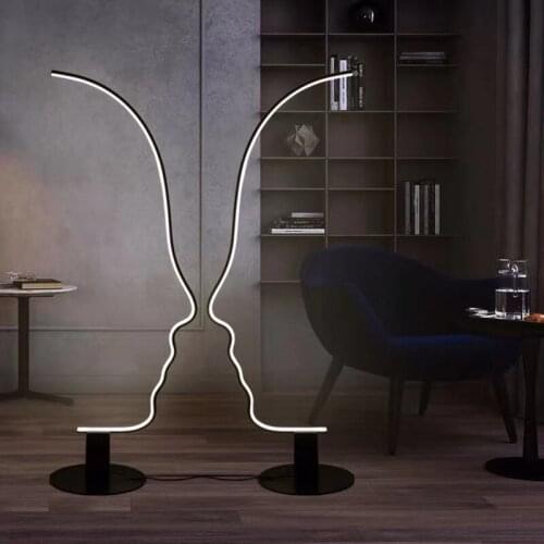 Nordic Human Face Led Floor Lamp Smart Rgb Dimmer Standing Living Room Bedroom Bedside Art Home Decor Fixture Indoor Lighting