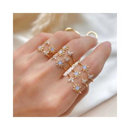New fashion Dream series simple sweet flower butterfly open ring For Women girl Accessories jewelry wholesale