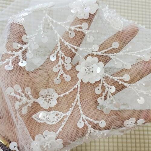 New Summer Beaded Sequin Applique Fabric Flowers Leaves Forest Clothing Skirt Childrens Clothing Wedding Dress Patch