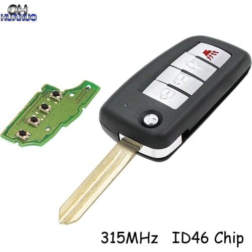 New Design Modified Folding Remote Key Fob Fit For Nissan VDO 4 Button 315MHZ ID46 Chip With Uncut Blade