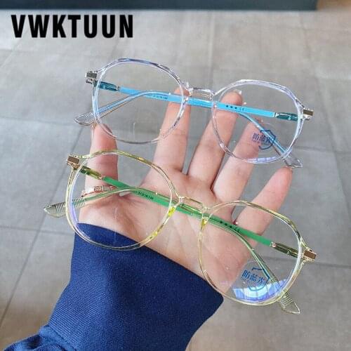 VWKTUUN Anti Blue Light Glasses Irregular Colorful Glasses Frames Women Men Optical TR90 Frame Prescription Round Glasses