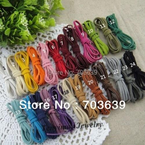 Wholesale 24pcs(100cm/pc) 3mm Width Square Leather Cords For Necklace Making Color Picked