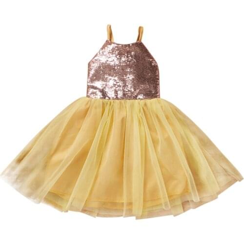 Pudcoco 1-4T Dress Summer Sleeveless Sequin O-Neck Evening Party Baby Girls Clubwear Backless Ruffles Lace-Up New Sundress
