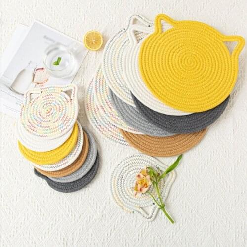 Fashion Creative Insulation Pad Cup Mat Cartoon Cat Hanging Placemat For Dining Table Padding Cup Mats Kitchen Decor Accessories