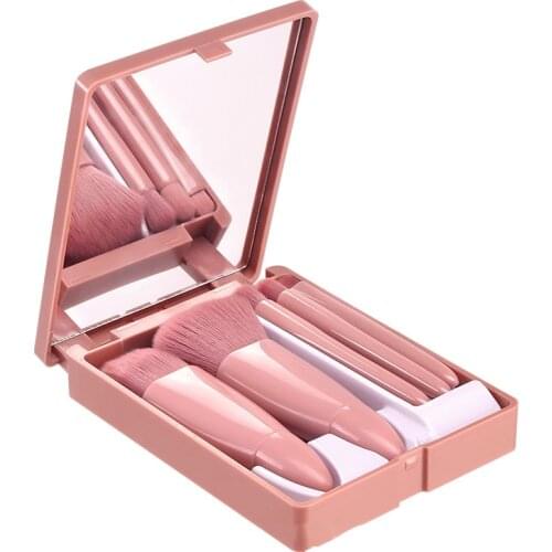 Portable travel makeup brush set soft hair eye shadow foundation brush lip brush beauty makeup tool with storage box
