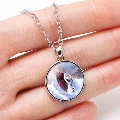 Disney Frozen Elsa Anna party ring childrens cartoon Princess Frozen pendant girls favorite necklace party small gifts