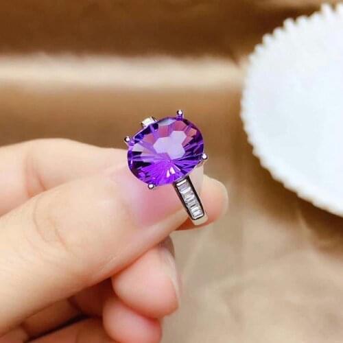 Shilovem 925 sterling silver piezoelectric amethyst Rings fine plant Jewelry women trendy open classic gift mj1012666agz