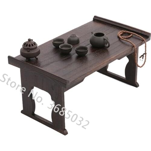 Folable Tea Table Chinese Low Wooden Living Room Side Table for Tea Coffee Antique Gongfu Tea Table Japanese Bay Window Table