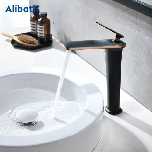 Basin Faucet Black and Rose Gold Bathroom Sink Faucet Tap Solid Brass Bathroom Faucet Deck Mounted Basin Mixer Tap