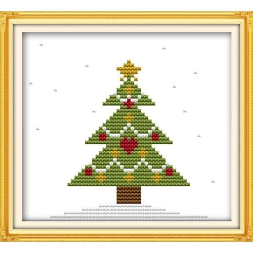 Snowflake Christmas tree cross stitch kit aida 14ct 11ct count print canvas stitches embroidery DIY handmade