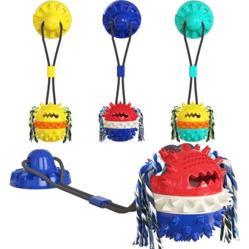 Pet Dog Toys Silicon Suction Cup For Pet Dogs Tug Interactive Ball Toys For Pet Chew Bite Tooth Cleaning Toothbrush Dog Food Toy