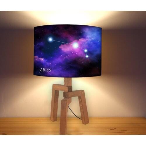 Aries Zodiac Star Pattern Lampshade Modern Bedside Lamp, Night light
