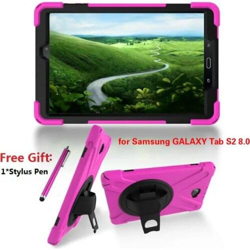 Heavy Duty Kickstand Hybrid Back Cover for Samsung GALAXY Tab S2 8.0 T710 T713 T715 T719 8 Inch Tablet TPU PC Case + Stylus Pen