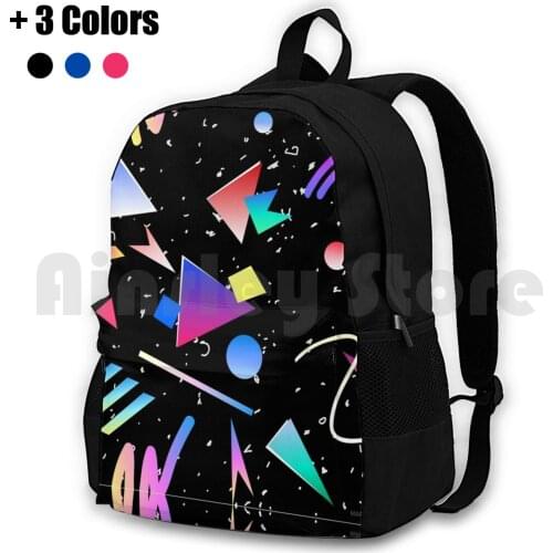 Hello Memphis ( Black ) Outdoor Hiking Backpack Waterproof Camping Travel 90S 80S Abstract 1990S Style Background Pattern 1980S