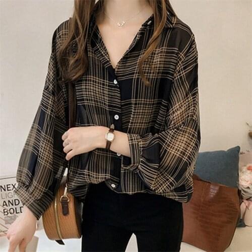 Women Shirts Autumn Sexy Women Long Sleeve Blouse Female Tops Plus Size Ladies Shirts And Blouses Plaid Womens Tops And Blouses