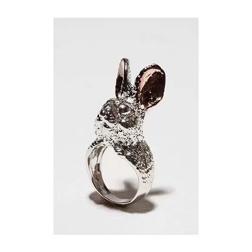 Womens Fashion 925 Silver Color Ring Elegant Unique Rabbit Shape Jewelry Wedding Engagement Party Ring Size 5-11