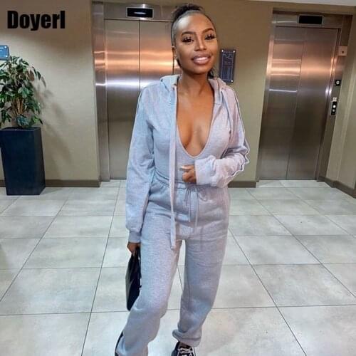 Streetwear Fall Two Piece Tracksuit for Women Joggers Suit Sets Hoodie Sweatshirt and Sweat Pants Set Plain Sweatsuit Women Set