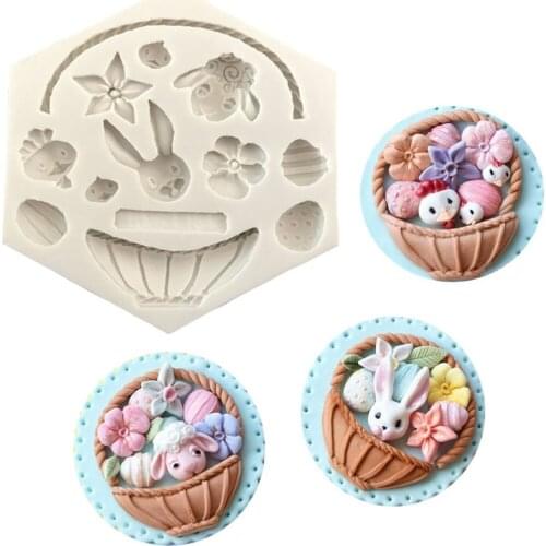 1 * 3D Silicone Rabbit Fondant Cake Molds Silicone Bakeware Mould Decor