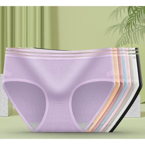 1PC Large Womens Underwear Female Student Korean Version Solid Color Breathable Middle Waist Girl Sexy Cute Trouser Head