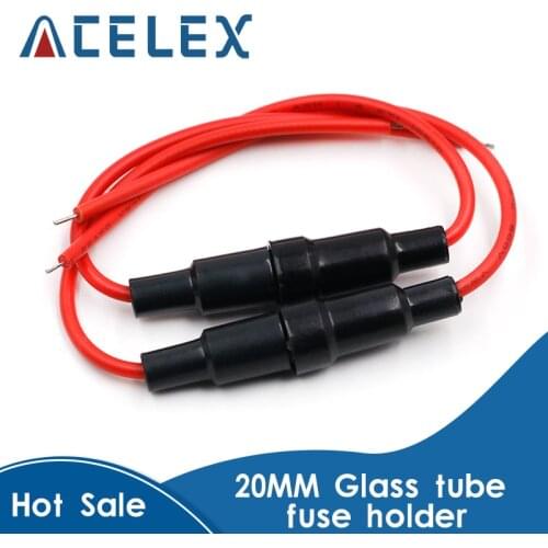 10PCS 5*20MM Glass Tube Fuse Holder Screw Type Quick Blow 5X20MM Fuse with 22 AWG Wire 250V