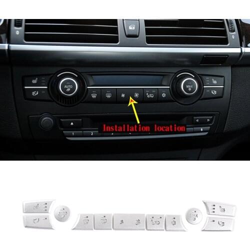 11 pcs Aluminum Alloy for BMW X5 X6 E70 E71 2008-2013 Air Conditioning Button Decoration Sticker Silver Car Interior Accessories