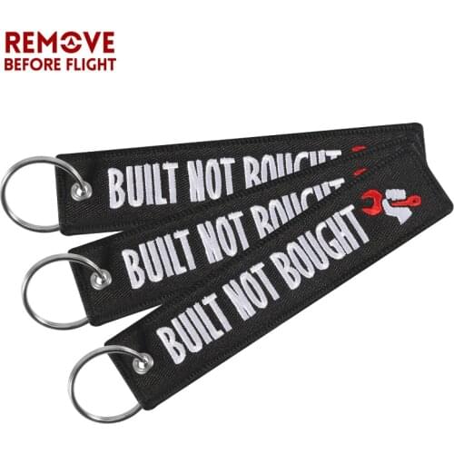 3pcs Motorcycle Keychain Embroidery Key Ring BUILT NOT BOUGHT Key Chain for Cars Gifts OEM Key Keychains Fashion Jewelry