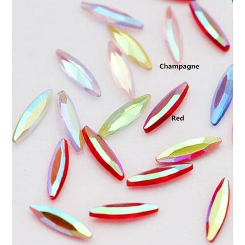 50pcs or 100pcs Mix New Crystal Shiny 3D Nail Art Rhinestones AB Colorful Horse Eye 3*11mm Nail Strass Diamond DIY Decor Charms