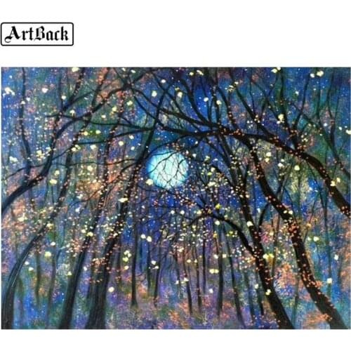 5d diy diamond painting tree moon landscape full square drill diamond mosaic 3D rhinestone mosaic crafts 50x65cm