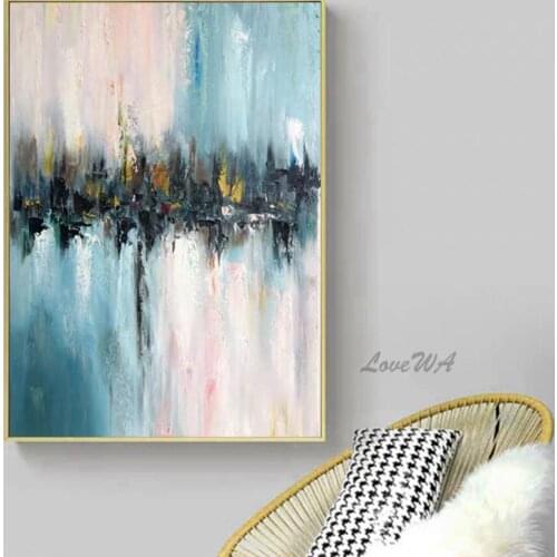 Abstract Pure Handmade Thick Light Color Oil Painting Canvas Abstract Wall Fine Paintings Piece Art For Dining Room Decoration