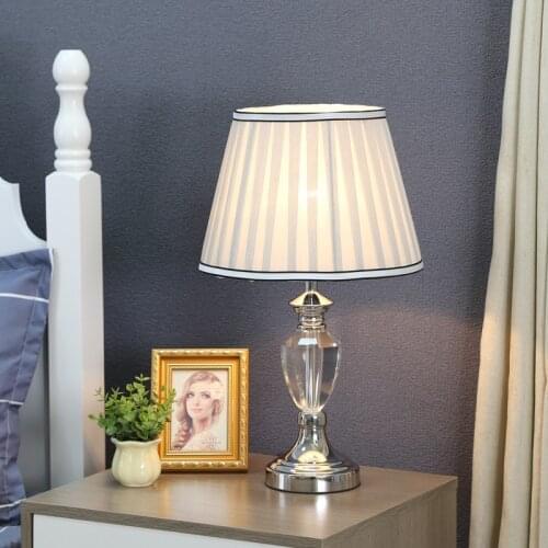 Free Shipping Modern Crystal Table Lamp Beside Lamp For Living Room Simple Lamp Bedroom White Color Decorative Lamps Lighting