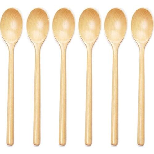 Wooden Spoons for Eating,Small Wooden Spoon for Mixing Tasting Serving Cooking, 6-Piece Wooden Kitchen Utensils