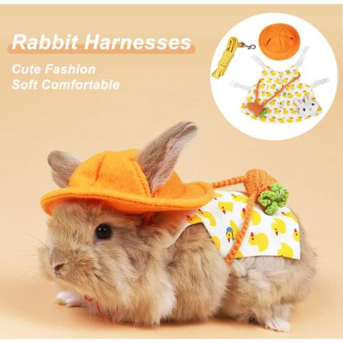 Cotton Rabbit Harnesses Bunny Leather Traction Rope Set Breathable Rabbit Leashes Cute Durable Small Pet Products Dropshipping