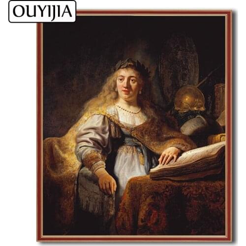 OUYIJIA Rembrandt Minerva Character Portrait 5D DIY Oil Diamond Painting Embroidery Mosaic Picture Of Rhinestone Decoration Gift