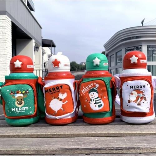 Creative Christmas Mug with Lid Cute Animal Ceramics Cup Santa Claus Coffee Milk Tea Water Cups Cartoon Elk Mug for Kids Gift