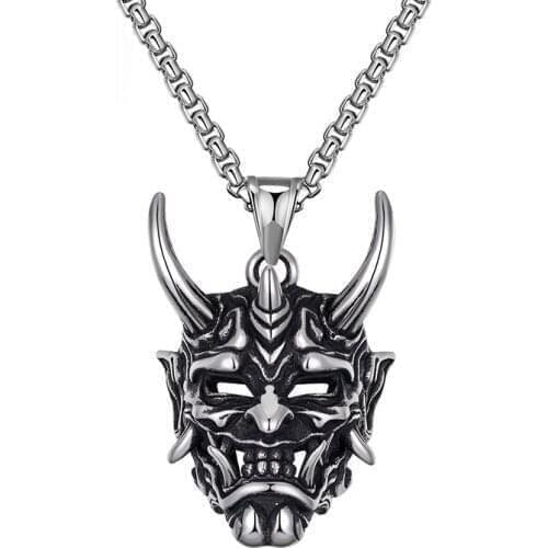 Personality Retro Punk Ghost Skull Mask Pendant Necklace Cool Guy Rock Party Jewelry