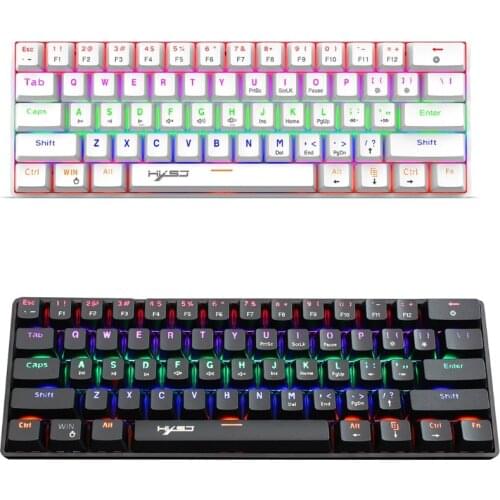 USB Wired 60% Compact Mechanical Keyboard 61 Keys Small Portable Gaming Office Keyboard Blue Switch for PC Gamers