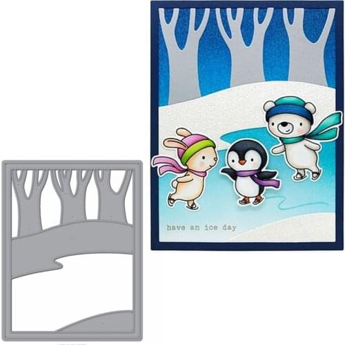 Hillside Scene In Frame Metal Cutting Dies Stencils Hillside Scene In Frame Die Cut For Card Making DIY New2019 Crafts Cards