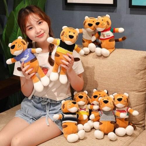 30cm-80cm Cute Stuffed Animals Sweater Tiger Plush Toy Long Legs White/Brown Tiger Plush Cartoon Toy For Childrens Soft Gifts