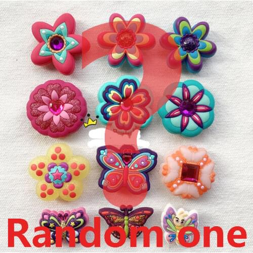 Geniune Cute Shoe Charms Accessories Cartoon Diamond Butterfly Flowers Shoes Buckle Decorations for Sandals Charms Kids Gift