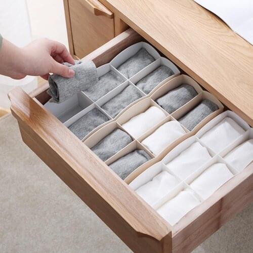 6 Grids Multifunctional Underwear Socks Makeup Organizer Storage Box Container