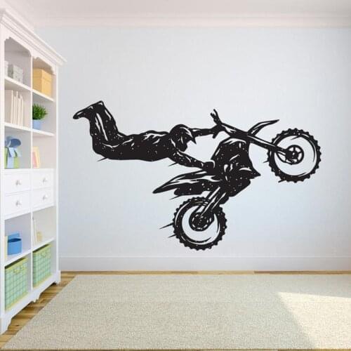 Motocross Wall Decal Freestyle Extreme Sport Motorcycle Game Vinyl Window Sticker Teens Bedroom Man Cave Garage Home Decor Q755