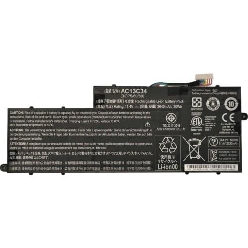 Genuine AC13C34 Laptop Battery For Acer Aspire V5-122P V5-132 E3-111 E3-112 ES1-111M MS237 V5-122P-0408 V5-122P-0467 3ICP5/60/80