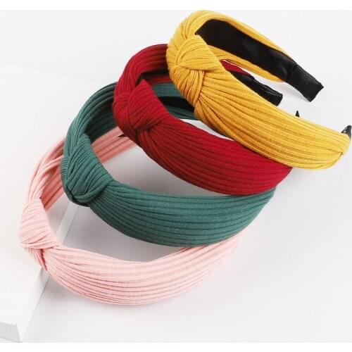 Fashion Design 1Pcs Simple Style Knot Knitting Twisted Knotted Headband Wide Hair Bands Headwear Accessories For Girls