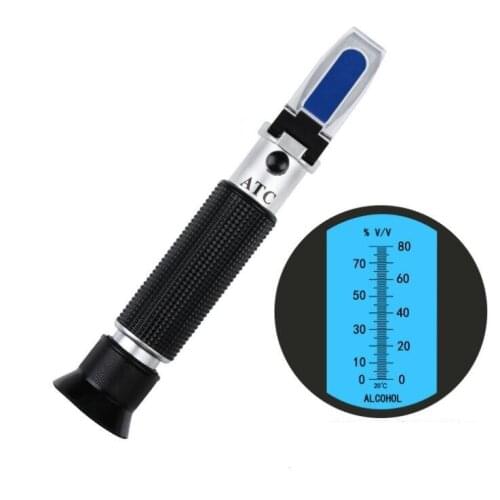 Handheld 0-80% Alcohol Refractometer Portable Manual Focusing Alcohol Meter ATC Spirits Concentration Test Tool with Storage Box